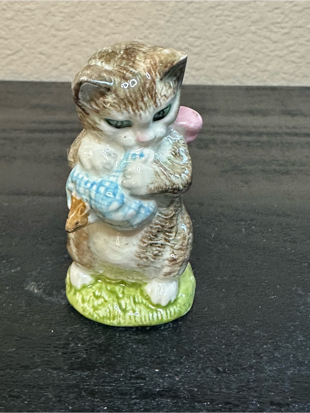 Vintage Beatrix Potter Miss Moppet Cat Figurine. Back stamped 1970